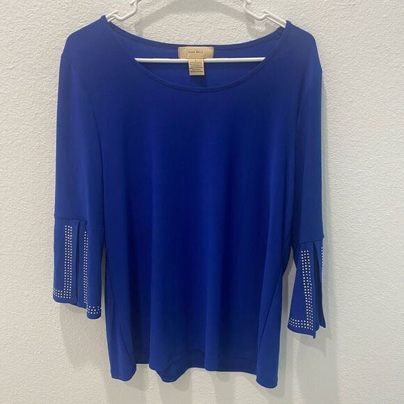Diana Belle Tops - Diana Belle Blue Rhinestone Top Size L